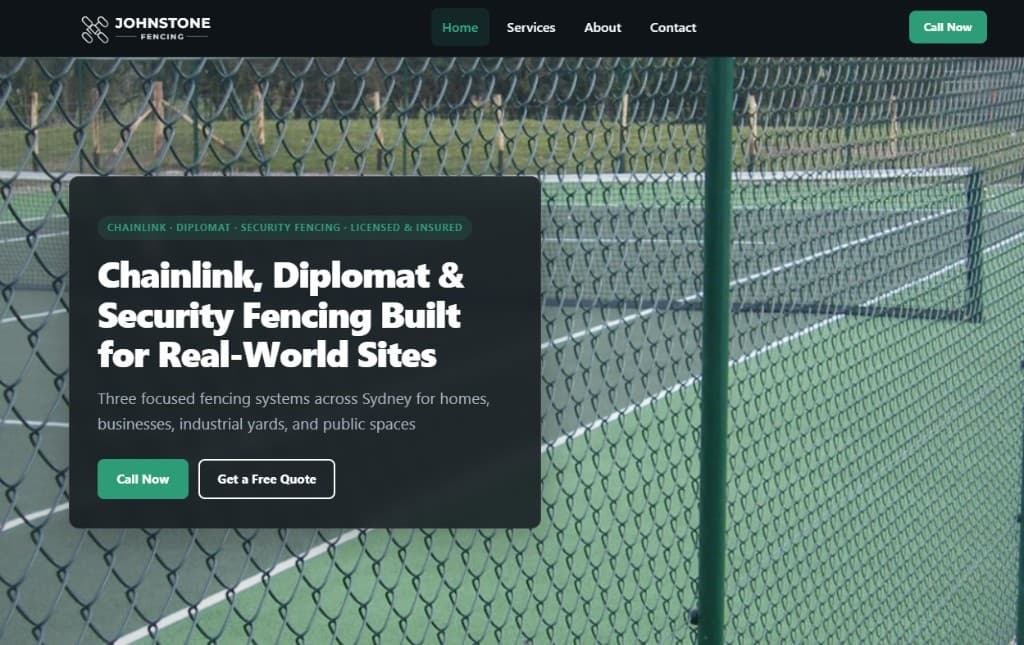Johnstone Fencing website preview